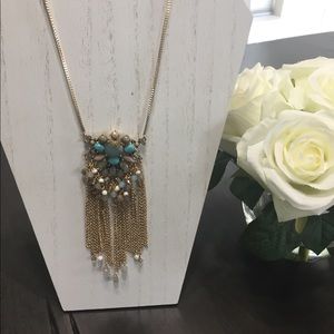 Express long necklace Turquoise/Gold color